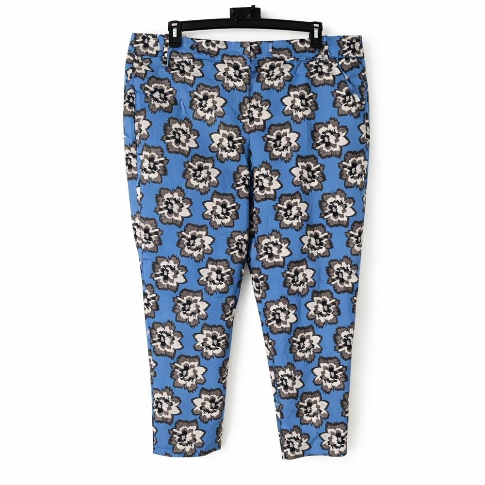 Lane Bryant Size 24 Blue Floral Pants Stretch Modernist Collection